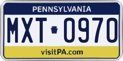 PA license plate MXT0970