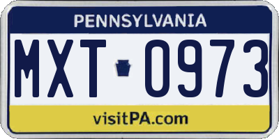 PA license plate MXT0973