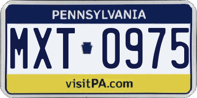 PA license plate MXT0975