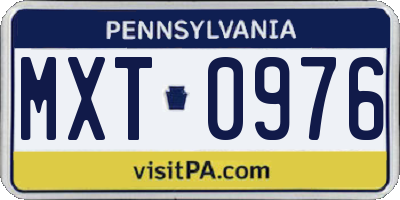 PA license plate MXT0976