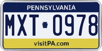 PA license plate MXT0978