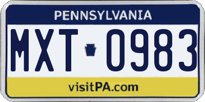 PA license plate MXT0983