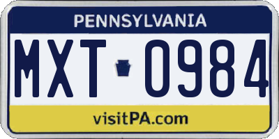 PA license plate MXT0984