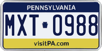 PA license plate MXT0988