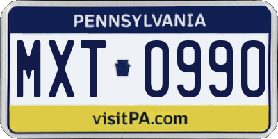 PA license plate MXT0990