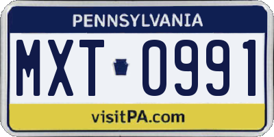 PA license plate MXT0991