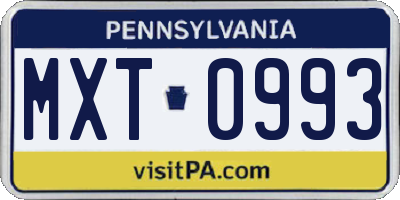 PA license plate MXT0993