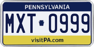 PA license plate MXT0999