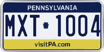 PA license plate MXT1004