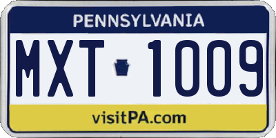PA license plate MXT1009