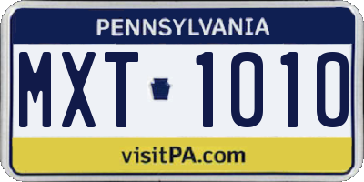 PA license plate MXT1010