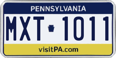 PA license plate MXT1011
