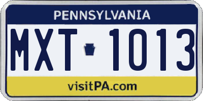PA license plate MXT1013