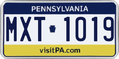 PA license plate MXT1019
