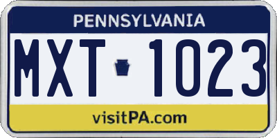 PA license plate MXT1023