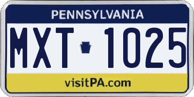PA license plate MXT1025