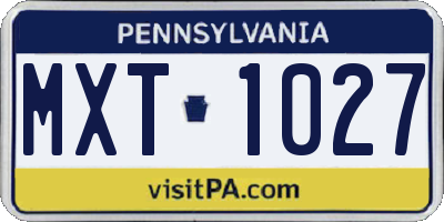 PA license plate MXT1027