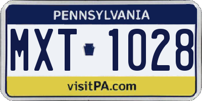 PA license plate MXT1028