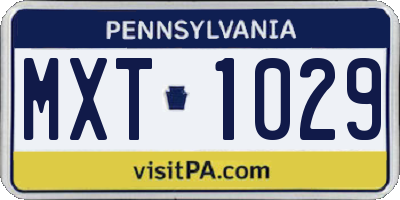 PA license plate MXT1029