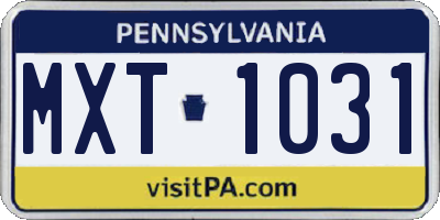 PA license plate MXT1031