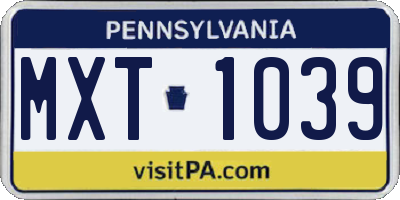 PA license plate MXT1039