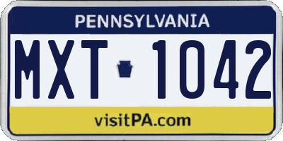 PA license plate MXT1042