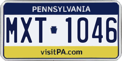 PA license plate MXT1046