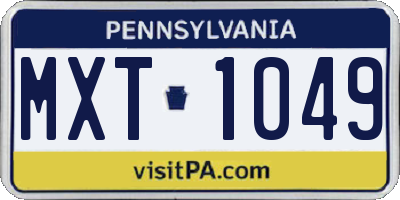 PA license plate MXT1049