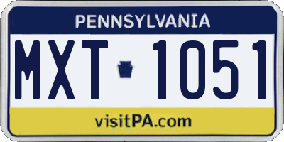PA license plate MXT1051