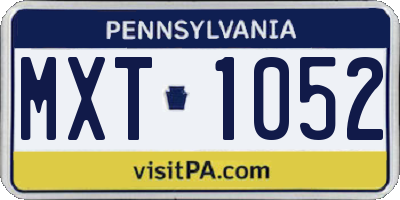 PA license plate MXT1052