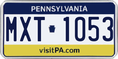 PA license plate MXT1053