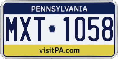 PA license plate MXT1058