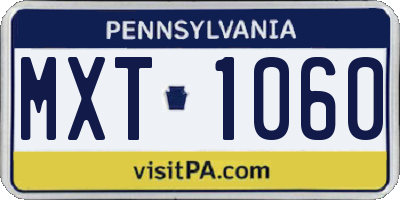 PA license plate MXT1060
