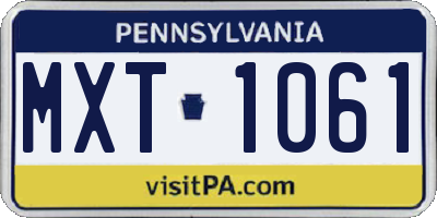 PA license plate MXT1061
