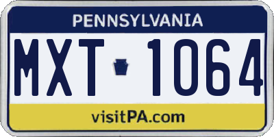 PA license plate MXT1064
