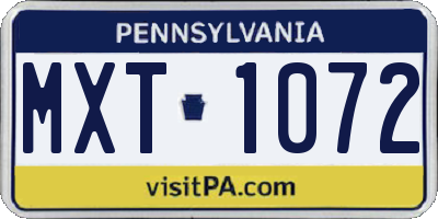 PA license plate MXT1072