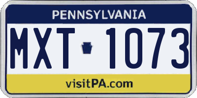 PA license plate MXT1073