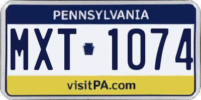 PA license plate MXT1074