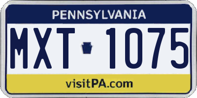 PA license plate MXT1075