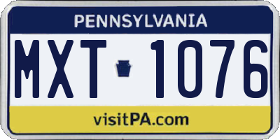 PA license plate MXT1076