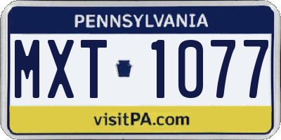 PA license plate MXT1077