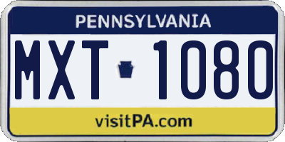 PA license plate MXT1080