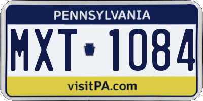 PA license plate MXT1084
