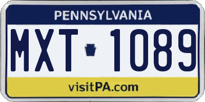 PA license plate MXT1089