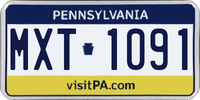 PA license plate MXT1091