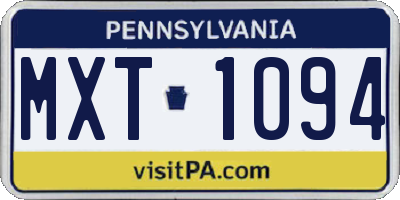 PA license plate MXT1094