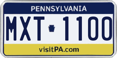 PA license plate MXT1100