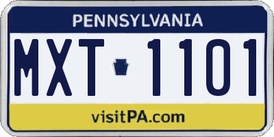 PA license plate MXT1101