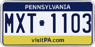 PA license plate MXT1103