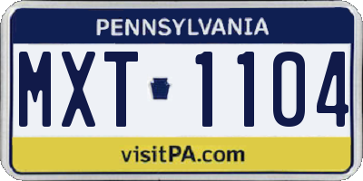 PA license plate MXT1104